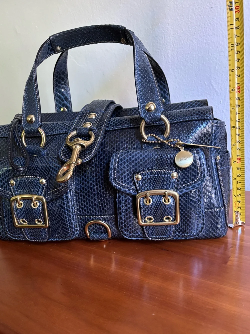 Coach Limited Legacy Exotic Mandy Satchel in Midnight Blue Python Leather #10368